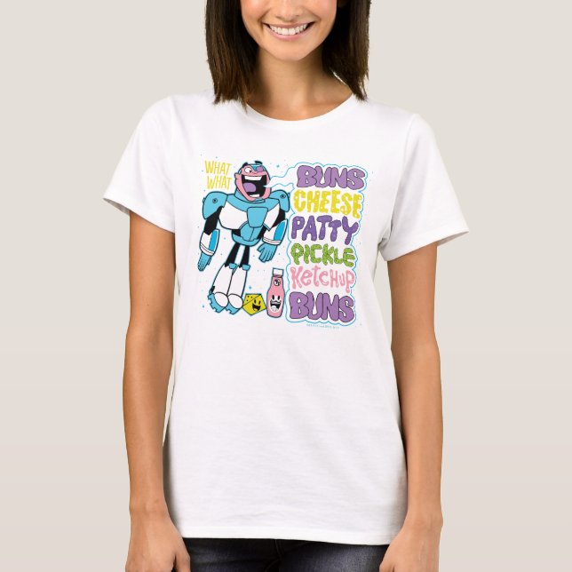 Camiseta Teen Titans Go! | Cyborg Burger Rap (Anverso)