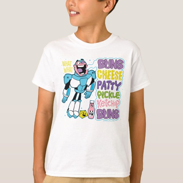 Camiseta Teen Titans Go! | Cyborg Burger Rap (Anverso)