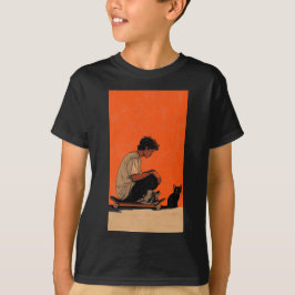 Camiseta Teenager sitting on skateboard lofi