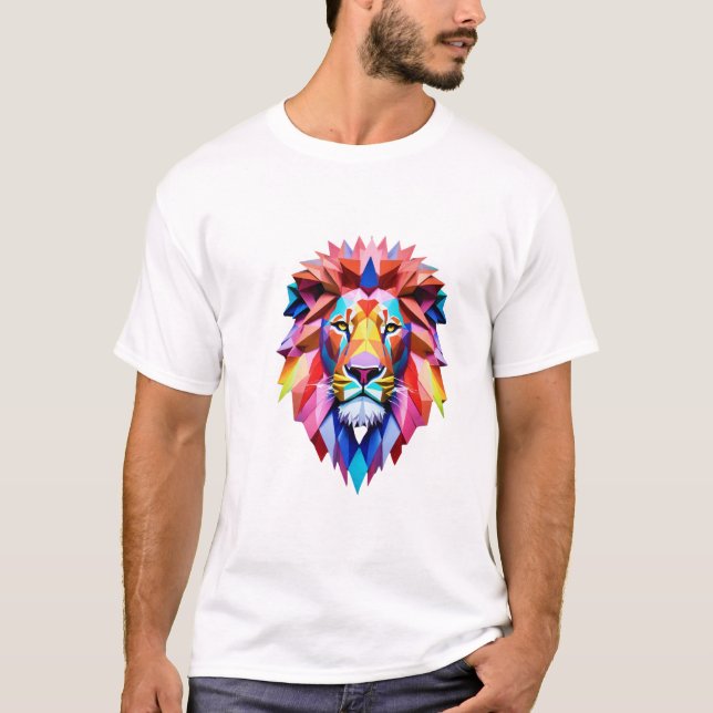 Camiseta Tees de león geométrico negrita (Anverso)