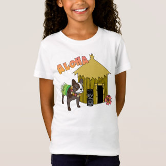 Camiseta Tees del Bulldog francés hawaiano Hula Kid