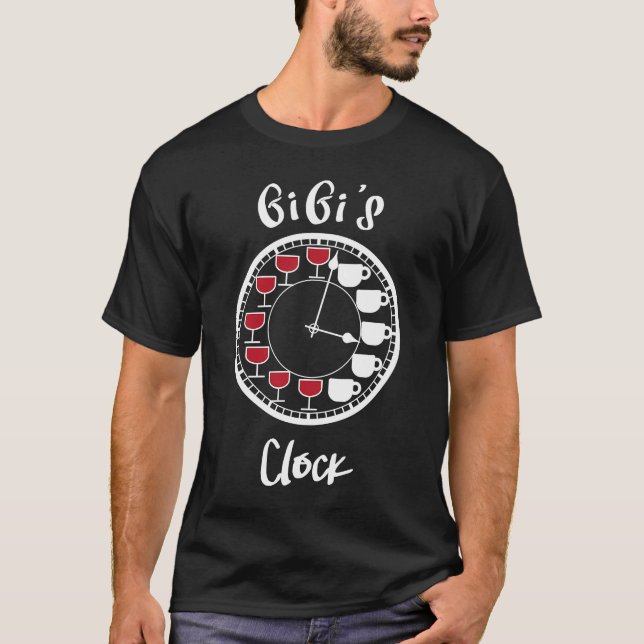 Camiseta Tees divertidos de vino y café para el reloj de mu (Anverso)