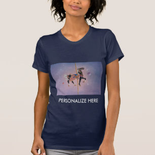 Camiseta Tees oscuros de las mujeres - caballo de carrusel 
