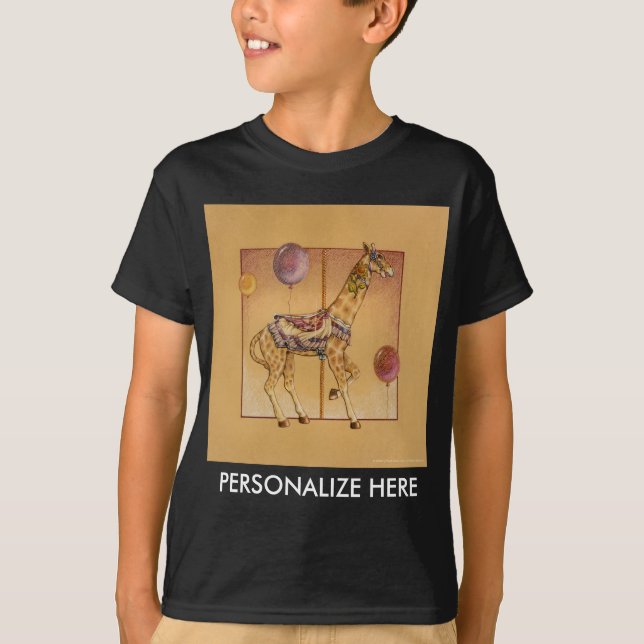 Camiseta Tees oscuros de los niños - Carousel Giraffe (Anverso)