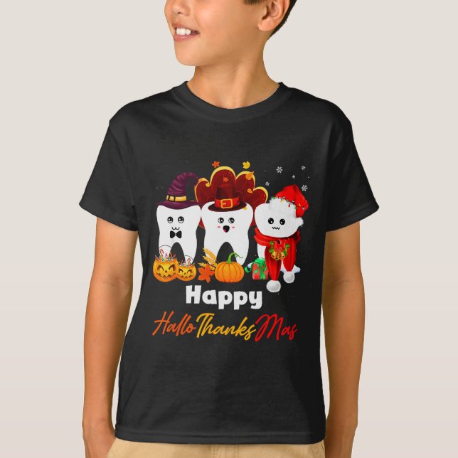 Camiseta Teeth Hallothanksmas Halloween Thanksgiving Christ (Anverso)