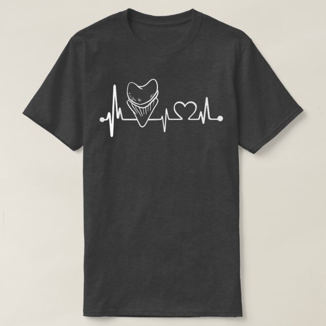 Camiseta Teeth Heartbeat Megalodon Tooth Hunter Shark Fossi (Diseño del anverso)