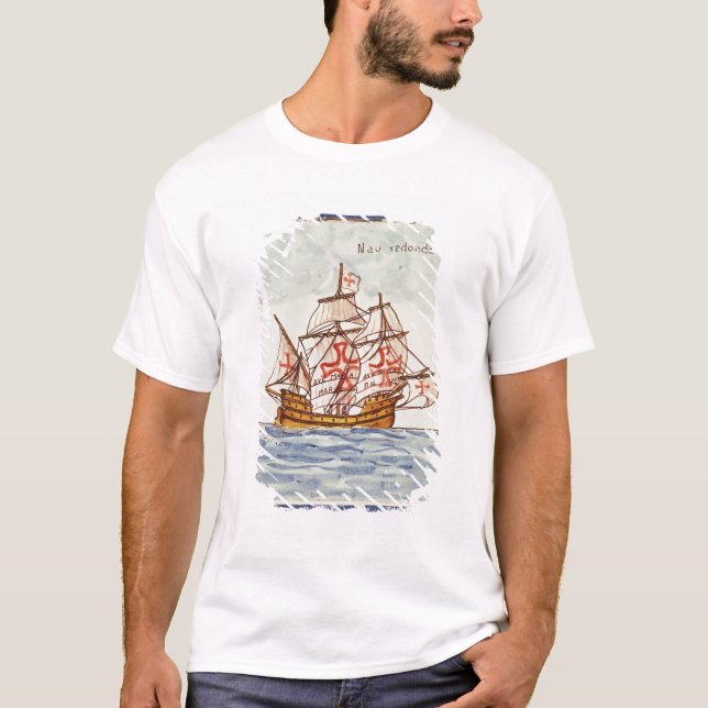Camiseta Teja de Azulejos que representa una nave, de (Anverso)