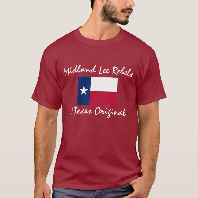 Camiseta Tejas-bandera, rebeldes de Midland Lee, una (Anverso)