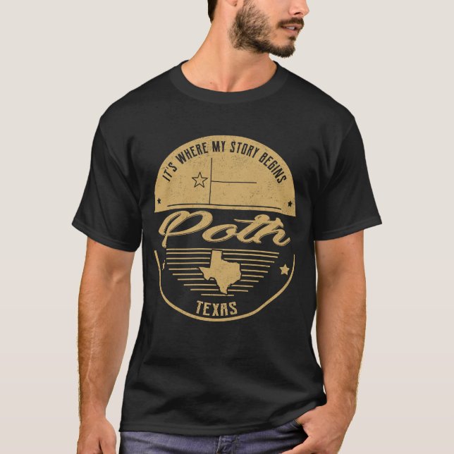 Camiseta Tejas de Poth es donde comienza mi historia (Anverso)