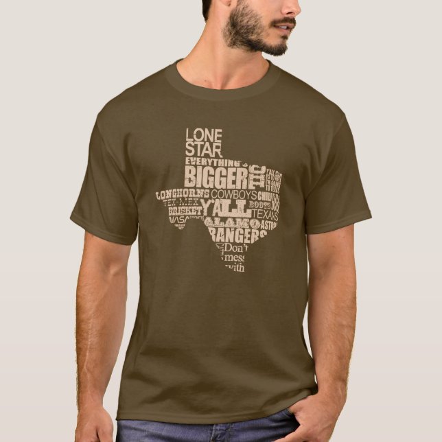 Camiseta Tejas orgulloso - forma de Tejas (gráfico ligero) (Anverso)