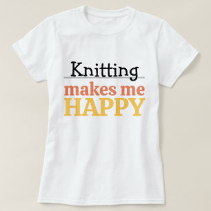 Camiseta Tejer Me Hace Feliz Cita Vibrante Moderno Tejido