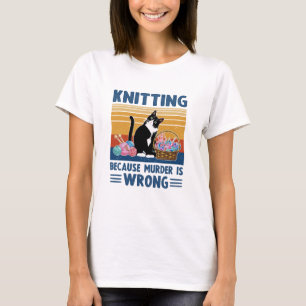 Camiseta tejer porque el asesinato está mal, gato negro, d