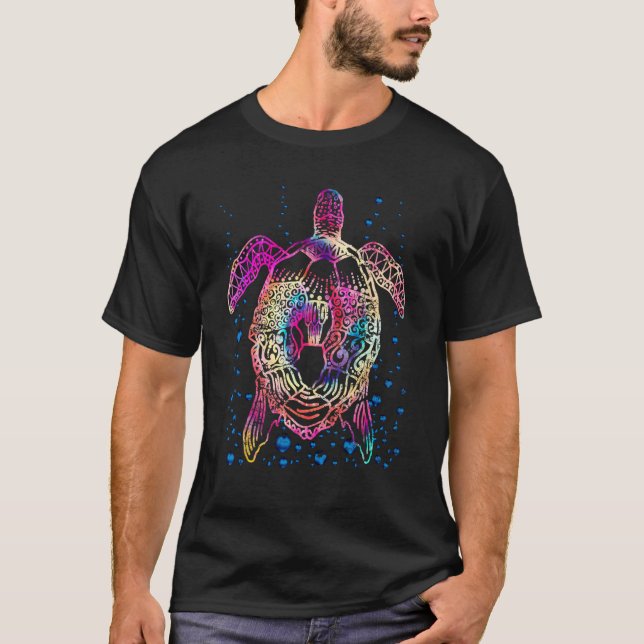 Camiseta Tejido de animales oceánicos tinte marino tribal a (Anverso)