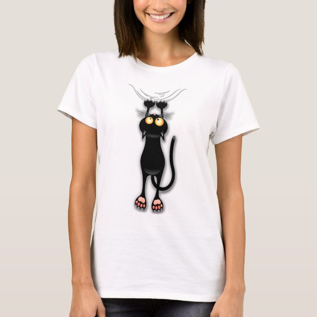 Camiseta Tejido de caracteres divertidos de gato (Anverso)
