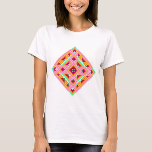 Camiseta Tejido de diamantes en rosa y verde