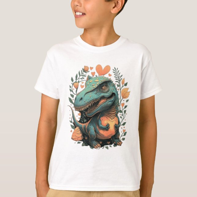 Camiseta Tejido de dinosaurio floral (Anverso)