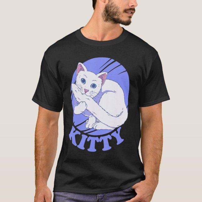 Camiseta Tejido de gato blanco (Anverso)