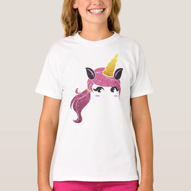 Camiseta Tejido de pelo largo de Unicornio chica (Anverso)