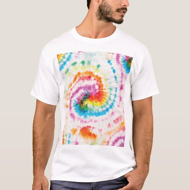 Camiseta Tejido espiral, patrón de giro arco iris (Anverso)