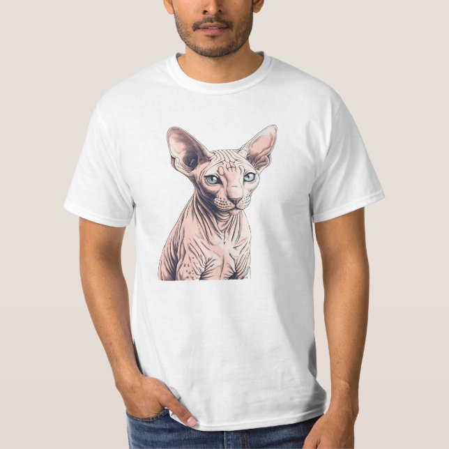 Camiseta Tejidos Ropa de impresión de fotos de gatos Sfinx  (Anverso)
