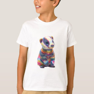 Camiseta Tejón de rayas de arcoíris vibrante para niños