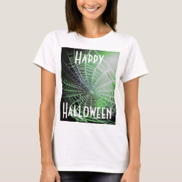 Camiseta Tela de Araña Verde Negra Espeluznante y Tenebrosa