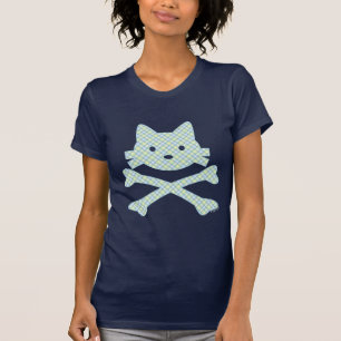 Camiseta Tela escocesa de la bandera pirata del gatito
