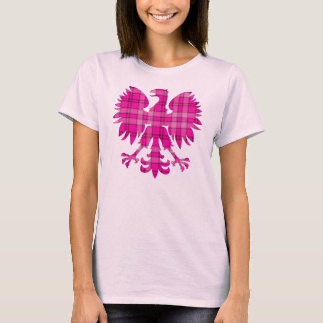 Camiseta Tela escocesa rosada polaca Eagle (Anverso)