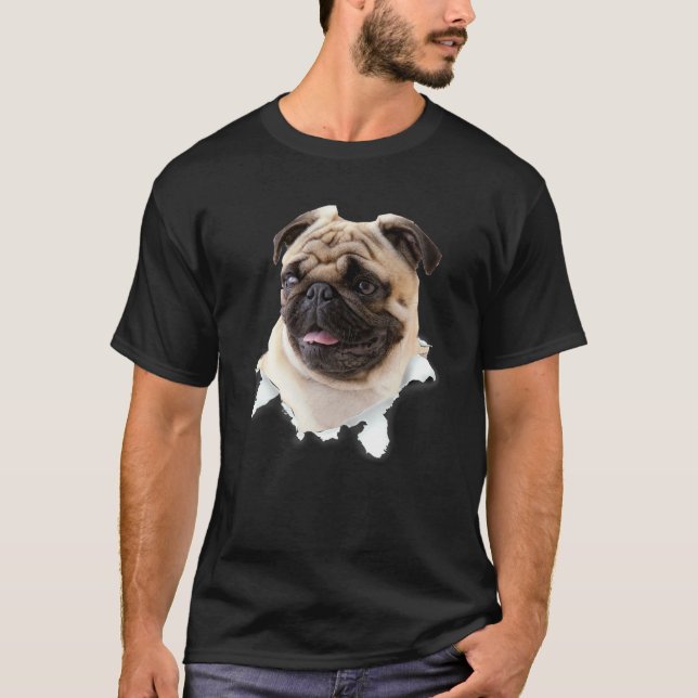 Camiseta Tela Rota De Pug Para Mamá Perro Perro (Anverso)