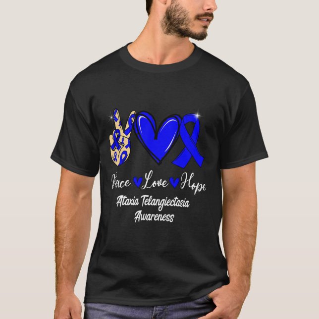 Camiseta Telangiectasia Conciencia Paz Esperanza Cinta Azul (Anverso)