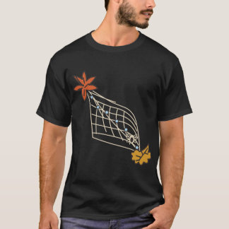 Camiseta Telaraña de hojas de otoño naranjas con gotas de a