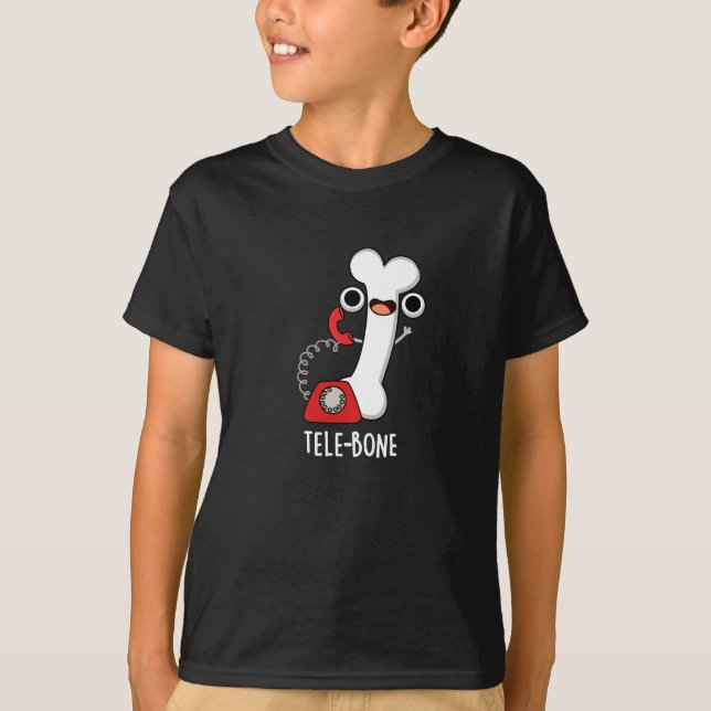 Camiseta Tele-bone Funny Teléfono Óseo Pun Dark BG (Anverso)