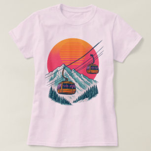 Camiseta Teleférico Retro de Esquí al Atardecer - Teleféric