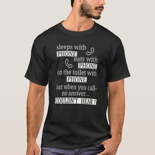 Camiseta Teléfono celular irónico diciendo que no se podía  (Anverso)