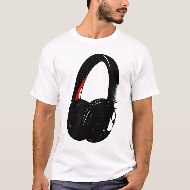 Camiseta Teléfono de cabeza de arte pop para auriculares (Anverso)
