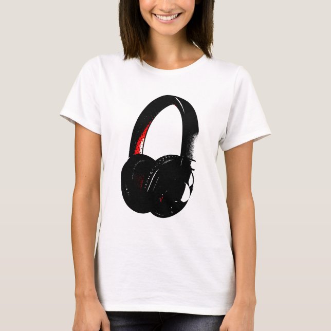 Camiseta Teléfono de cabeza de arte pop para auriculares (Anverso)