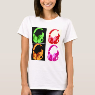 Camiseta Teléfono de la cabeza de arte pop de cuatro colore