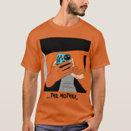 Camiseta Teléfono móvil de la madre manos cian Naranja negr