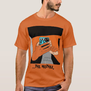 Camiseta Teléfono móvil de la madre manos cian Naranja negr