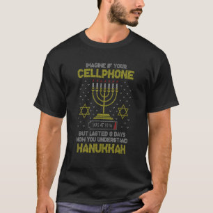 Camiseta Teléfono móvil de Menorah Hanukkah Navidades judío