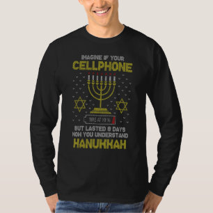 Camiseta Teléfono móvil de Menorah Hanukkah Navidades judío