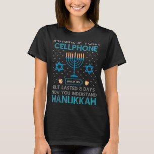 Camiseta Teléfono móvil de Menorah Hanukkah Navidades judío
