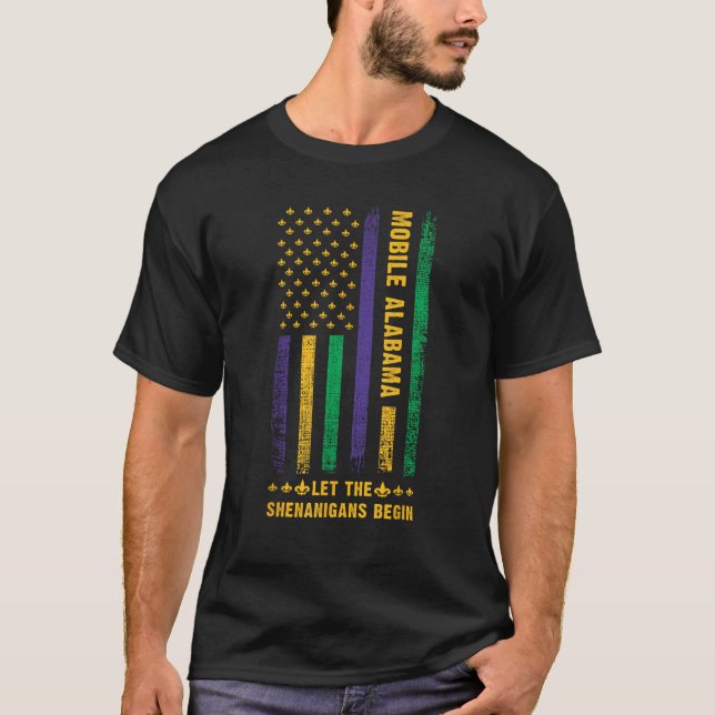 Camiseta Teléfono móvil Mardi Gras Alabama Fleur De Lis Ame (Anverso)
