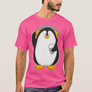 Camiseta Teléfono móvil pingüino con auriculares