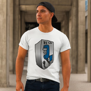 Camiseta Teléfono Público Azul y Plateado Payphone Retro