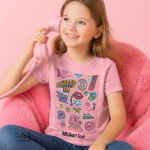 Camiseta Teléfono Retro Rosa Giratorio Habla No Texto