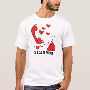Camiseta Teléfono rojo de amor - Ilustracion de llamadas re