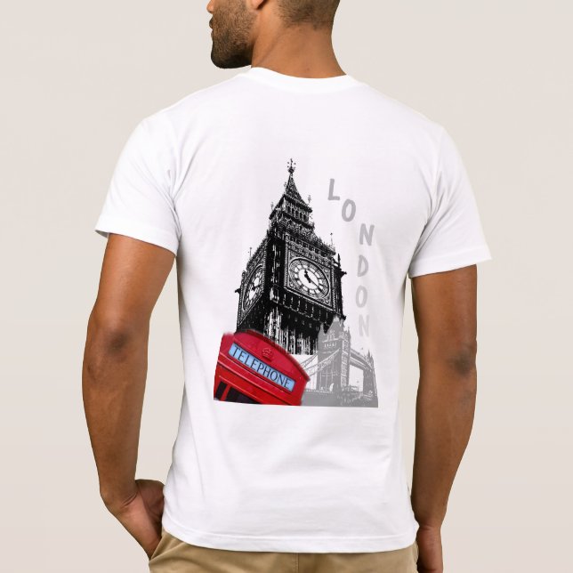 Camiseta Teléfono rojo de Londres Big Ben Clock Tower (Reverso)