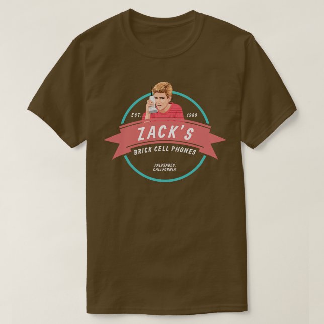 Camiseta Teléfonos celulares de ladrillo Zacks Est 1989 (Diseño del anverso)