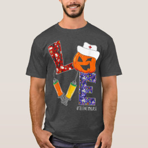 Camiseta Telemetry Nurse Love Nurse Life Halloween Pumpkin